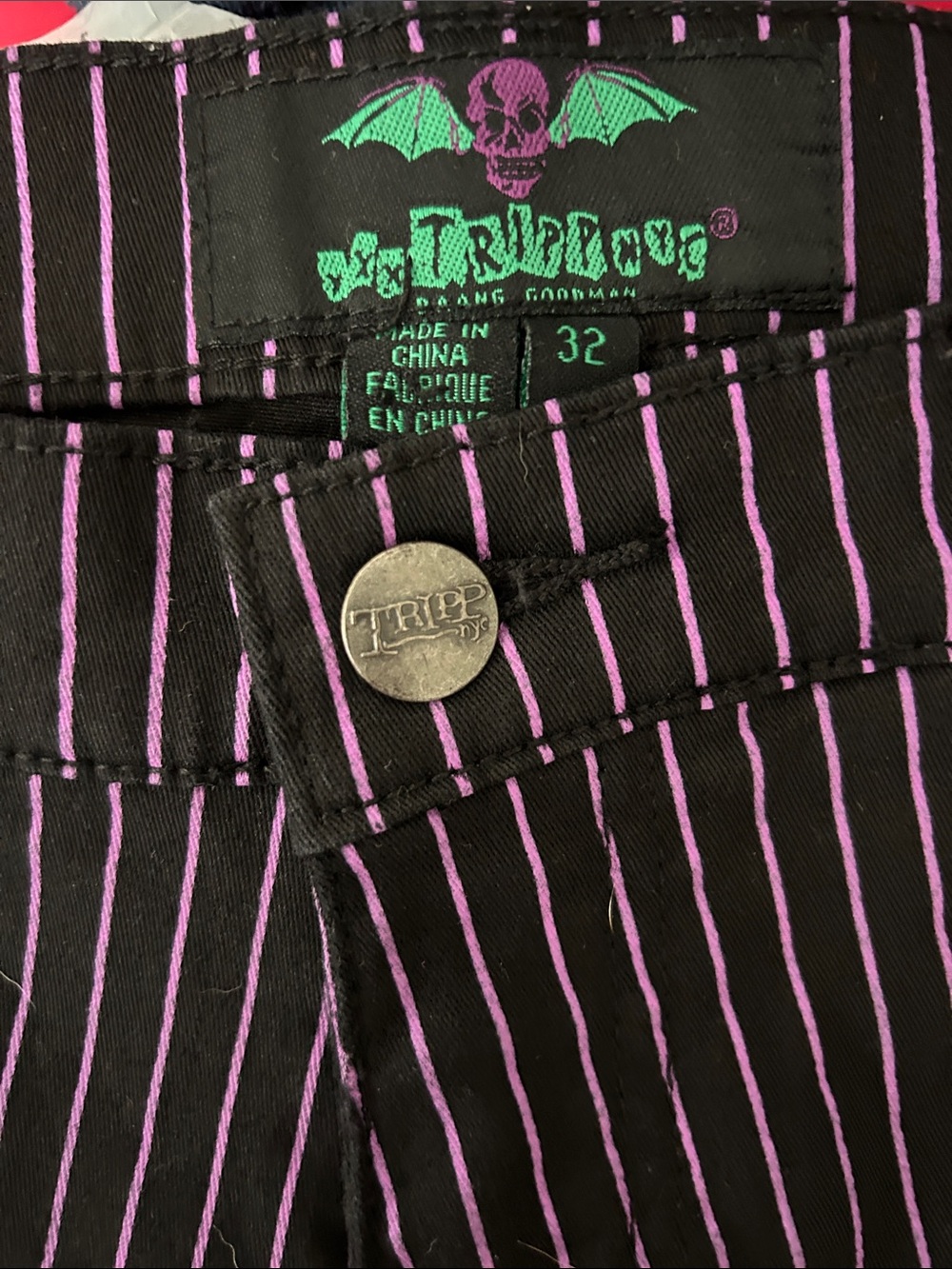 Tripp NYC Black Jeans with Purple Pinstripes